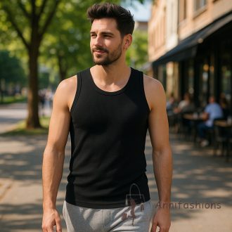 Férfi bordázott Slim Fit trikó