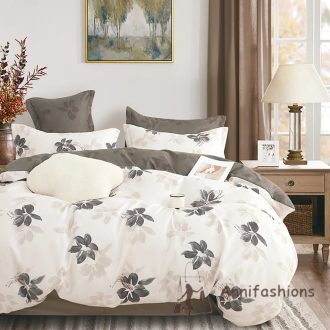   Liliom antracit ágyneműhuzat garnitúra – elegáns virágmintás