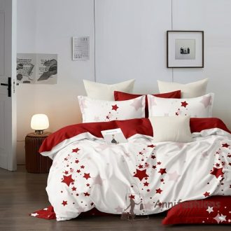 Elegáns Star Red franciaágy ágynemű szett