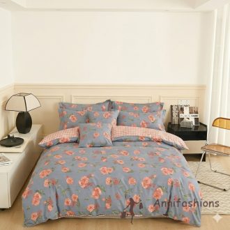 Romantikus virágmintás és kockás ágyneműszett